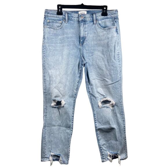 Pistola Jeans Size 32 Monroe High Rise Straight Leg Cigarette Distressed Raw Hem - Picture 1 of 6